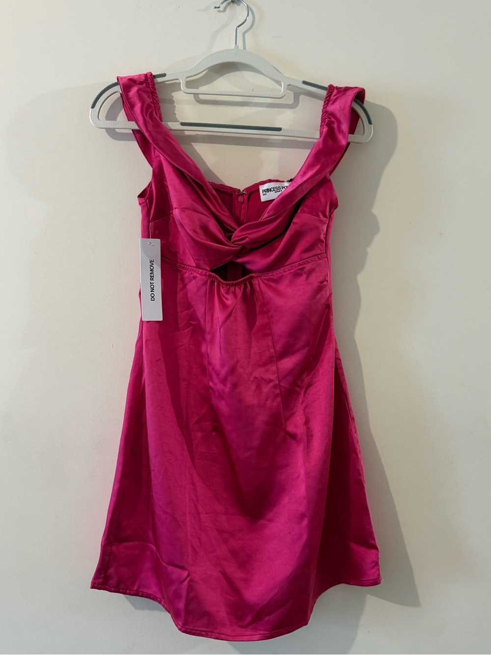 Princess Polly Hot Pink Satin Twist-Front Mini Dress